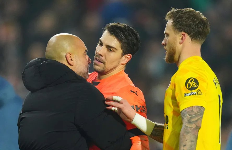 Complete Football 247 Pep Guardiola Criticizes Goalkeeper Stefan Ortega Following Manchester City's Draw with Brentford