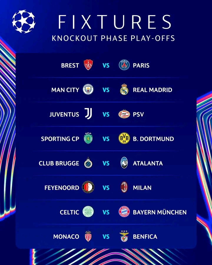 Complete Football 247 UEFA Champions League Playoff Fixtures